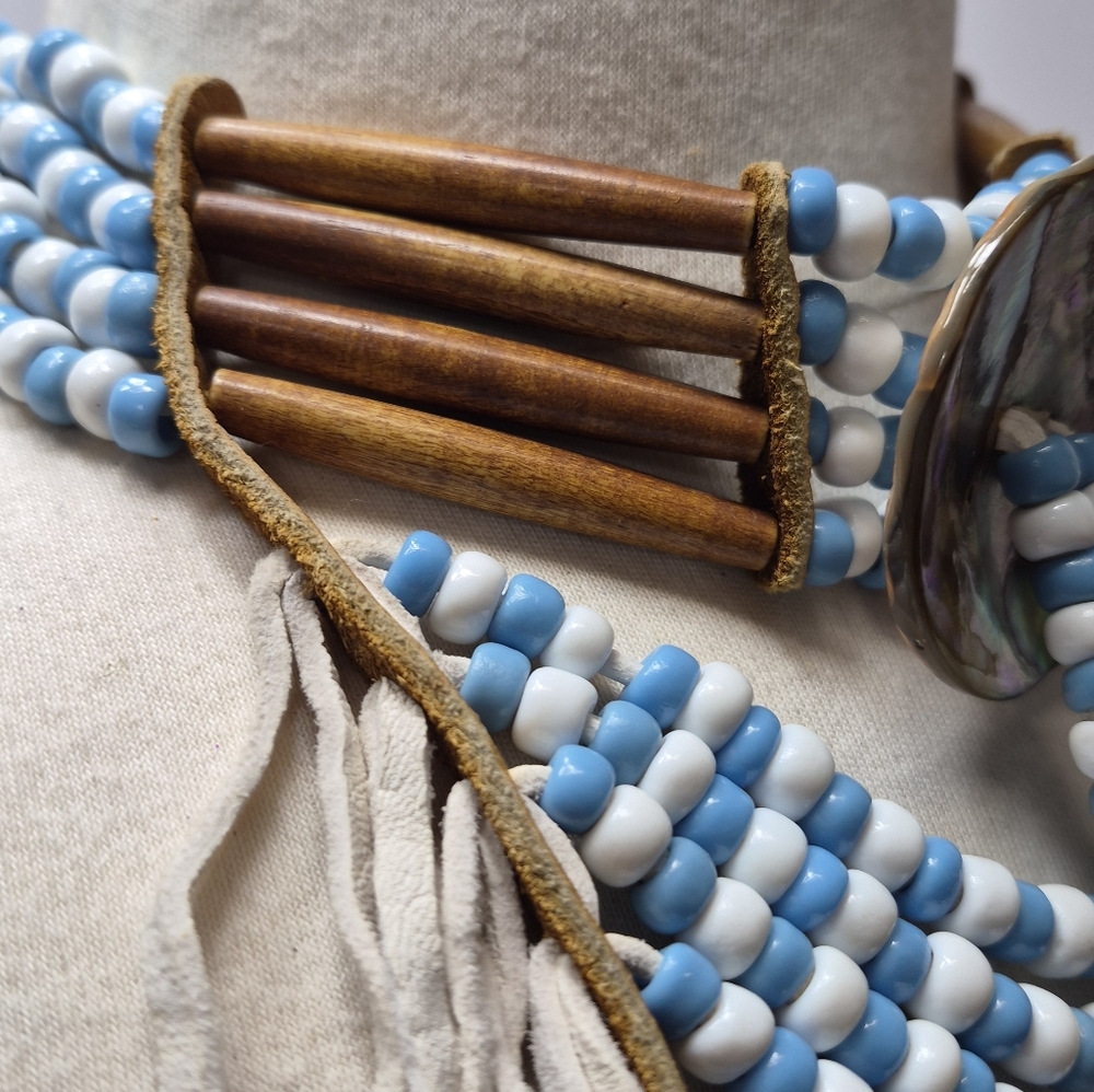 Native American Choker With leather fringe - Picture 4 of 7